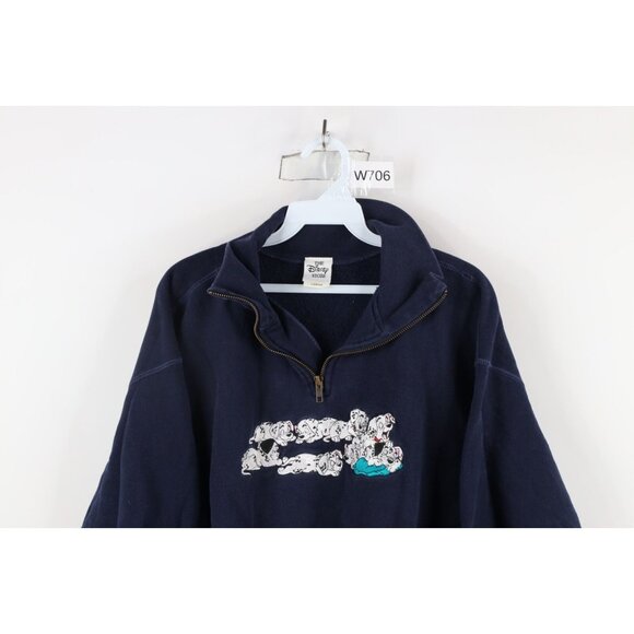 Vtg 90s Disney Womens Large Faded 101 Dalmatians Half Zip Pullover Sweatshirt - Picture 2 of 12